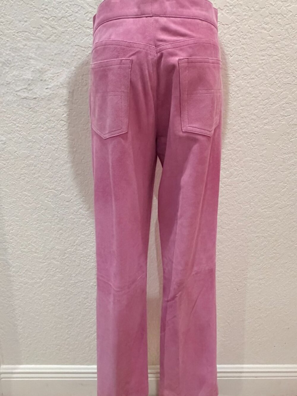 Ralph Lauren Black Label 100% Suede Straight Leg Pants Sz 6 Pink Berry Mid Rise - Picture 3 of 15